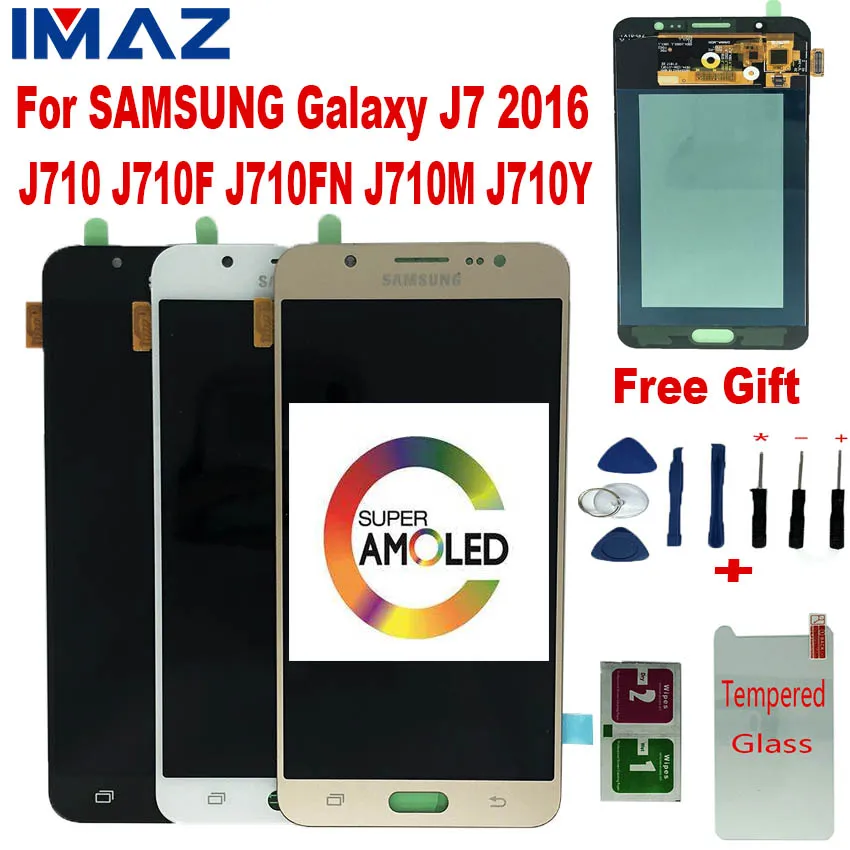 IMAZ Super AMOLED для samsung Galaxy J7 J710F/J710FN J710M J7108 ЖК-дисплей кодирующий преобразователь сенсорного экрана в сборе для J710 lcd