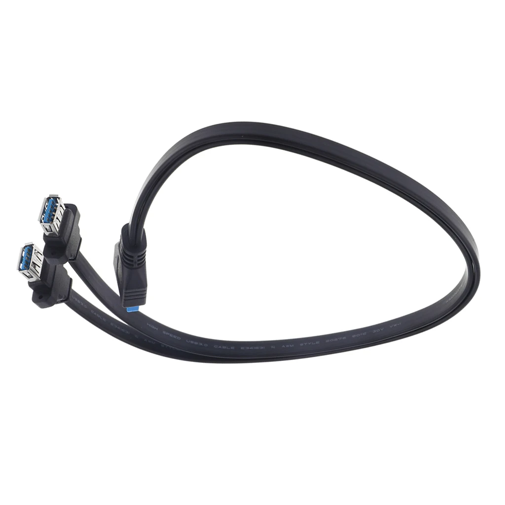 MagiDeal Dual Ports USB 3.0 Female Screw Panel Mount To Motherboard 20 Pin Header Flat Cable Cord Plastic