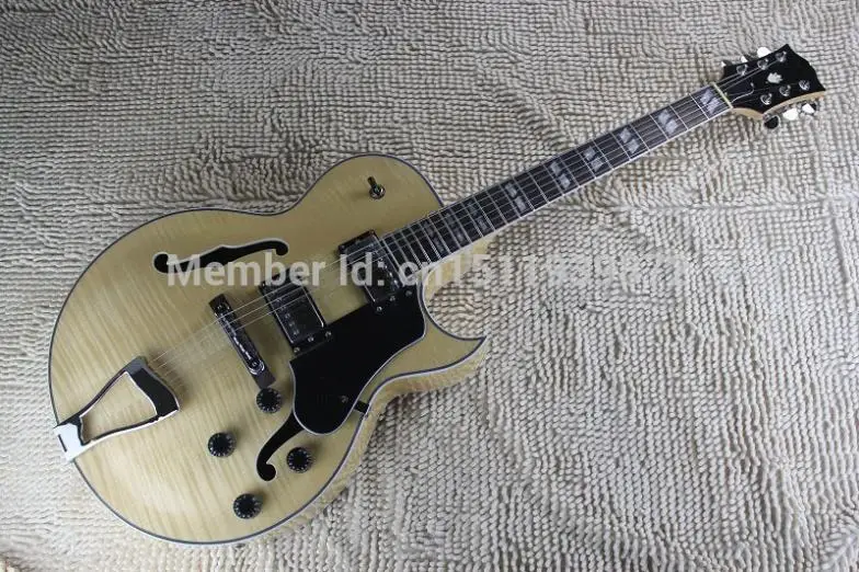 

free shipping best guitar Top quality custom L5 JAZZ Semi Hollow Electric Guitar natural wooden color