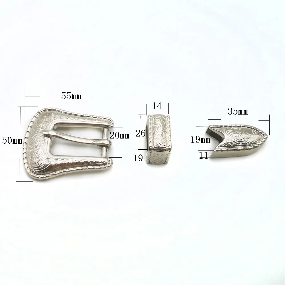 20 мм винтажный резной узор красивые металлические женские и мужские Сделай Сам кожевенное ремесло ремень пряжка набор античный серебряный цвет 3 шт части/набор