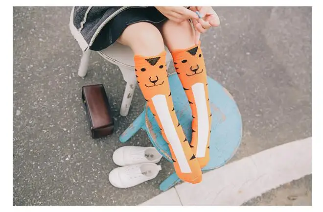 Носки для малышей; ; Детские милые хлопковые носки с объемными ушками лисы; теплые гольфы для девочек с принтом животных из мультфильмов