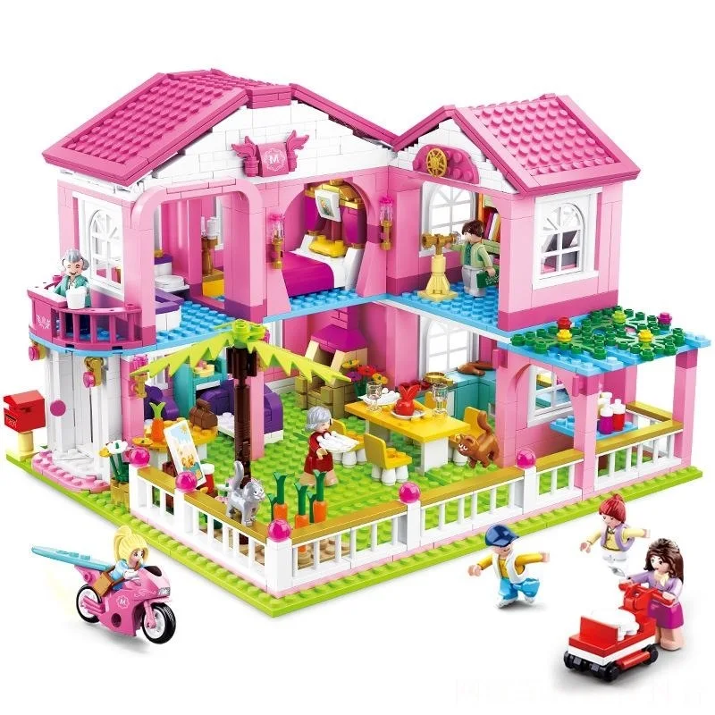 

896+PCS Girl Series Dream House Building Blocks Toy Compatible Legoed Friends City Villa Pink Bricks Enlighten Toys For Children