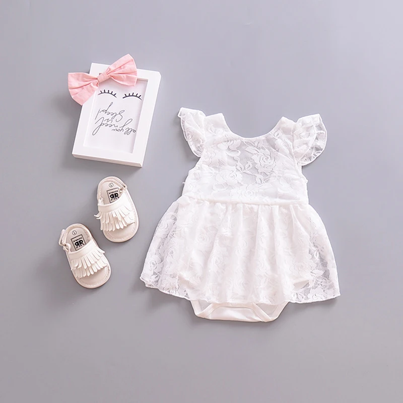 Mother nest New Summer Baby Girl White Lace Dress Cute Princess Newborn Clothes White Toddler Short Formal Dresses Kids Outfits  (1)