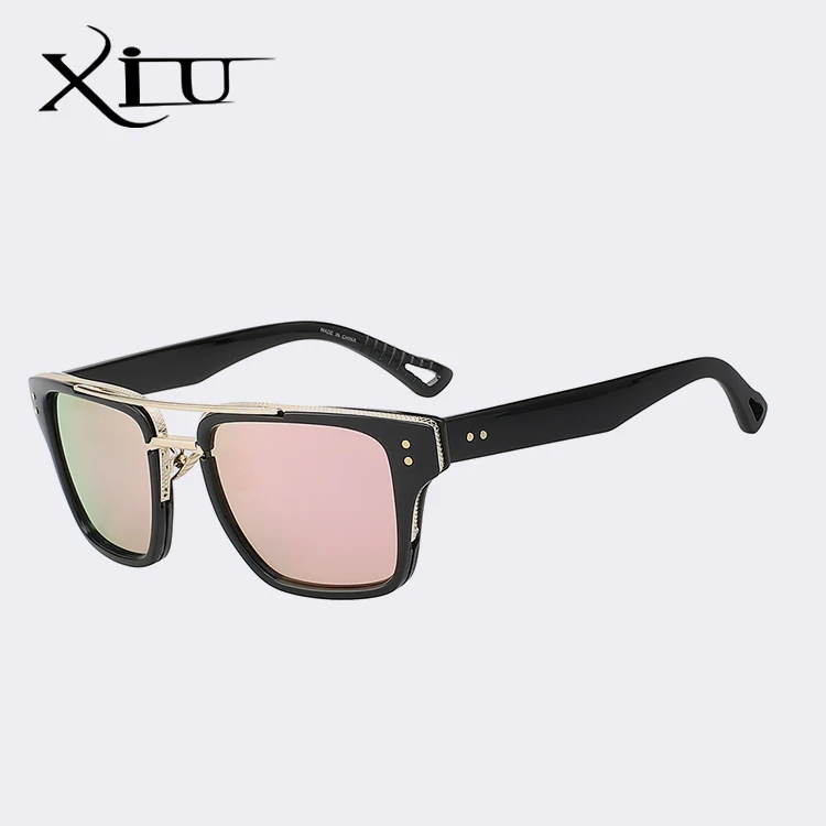 XIU солнцезащитные очки для мужчин и женщин фирменный дизайн винтажные модные очки классический стиль модные солнцезащитные очки высококачественные очки UV400 - Цвет линз: Black w pink mir