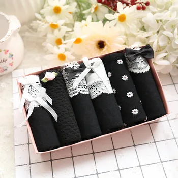 

Underwear women set bielizna majtki black gift box cotton underwear cute cotton girl sexy triangle panties women bragas UNGD01