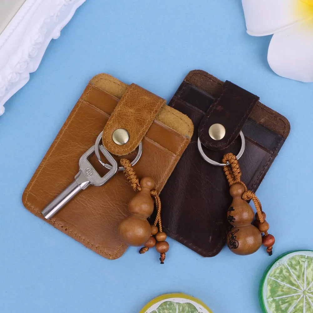 THINKTHENDO 9.5x7cm Genuine Leather Business Case Cowhide Card Holders Name Tag Id Card Menin