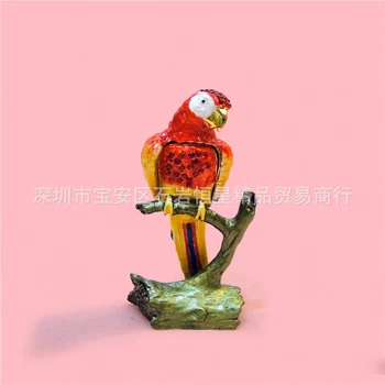 

European Chinese style Metal enamel painted crafts Branch parrot model, home decoration desktop ornaments(A553)