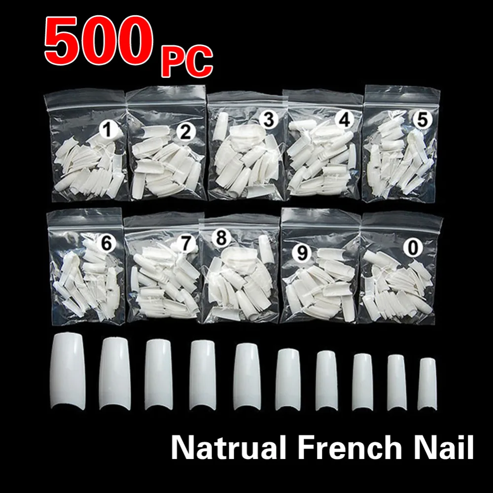 

New Women 500PCS Natural French Style False Nail Art Tip Acrylic UV Gel DIY Decoration