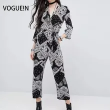 VOGUE! N женский цветочный принт 3/4 рукав укороченные штаны комбинезон Размер SML
