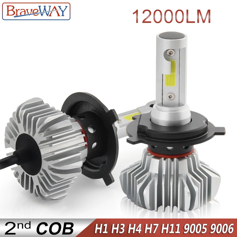 

BraveWay LED Light Bulbs for Cars H7 H4 H1 Led Bulbs 12000LM 80W 12V Car Light Ice Bulb H1 H4 H7 H11 HB3 9005 BH4 9006 Headlight