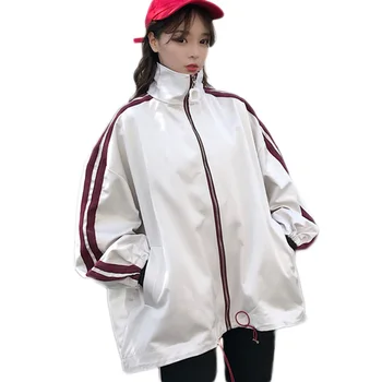

2019 spring coats autumn coat women loose wild hooded windbreaker female fashion big size solid color hooded couples coats