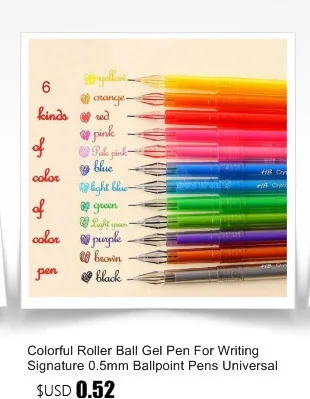 Цветной Ролик Шариковая гелевая ручка для написания подписи 0,5 мм шариковые ручки универсальные канцелярские принадлежности офисные школьные принадлежности