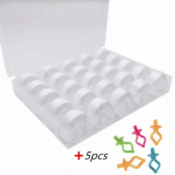 

25Pcs White Sewing Thread with Bobbin Case Bobbin Holder Kit For Home Mini Sewing Machine Accessories Set 5BB5755