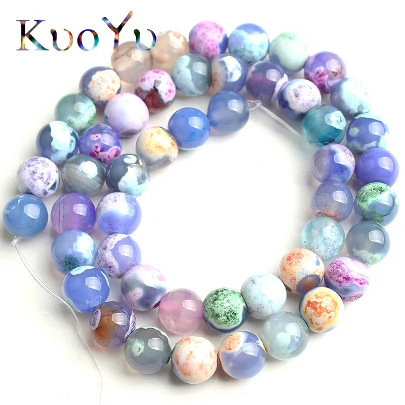 

Natural Stone Multicolor Fire Agates Beads Round Loose Spacer Beads For Jewelry Making DIY Bracelets 15''Strand/Inches 6/8/10mm