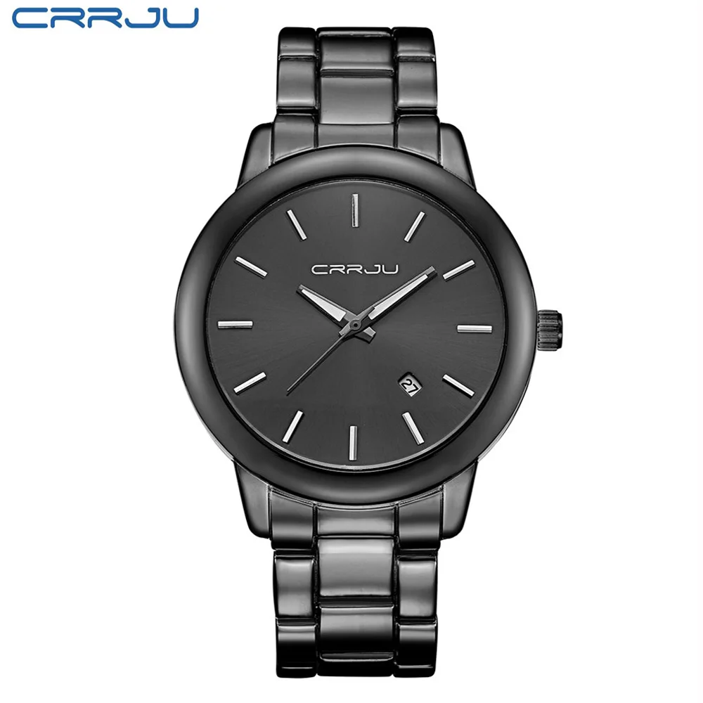 

CRRJU Top Luxruy Stainless Steel Unisex Women Men Quartz Watch Waterproof Calendar Date Brand Hodinky Fashion Casual Wristwatch