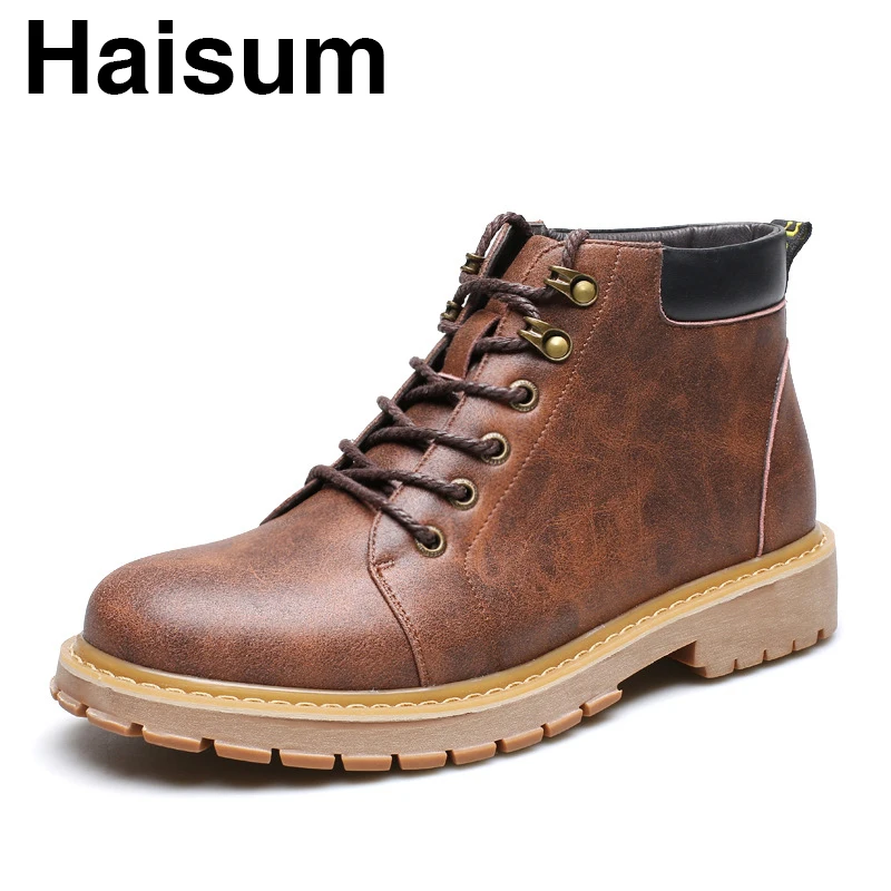 

Men's boots fashion casual Haisum boots low tube thick with short boots round head thick boots men's shoes H-1259