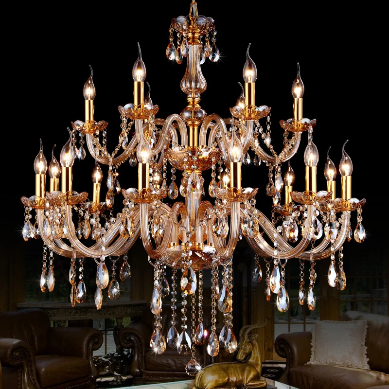 LED Crystal Chandeliers Lighting Colored Glass Hanging Light