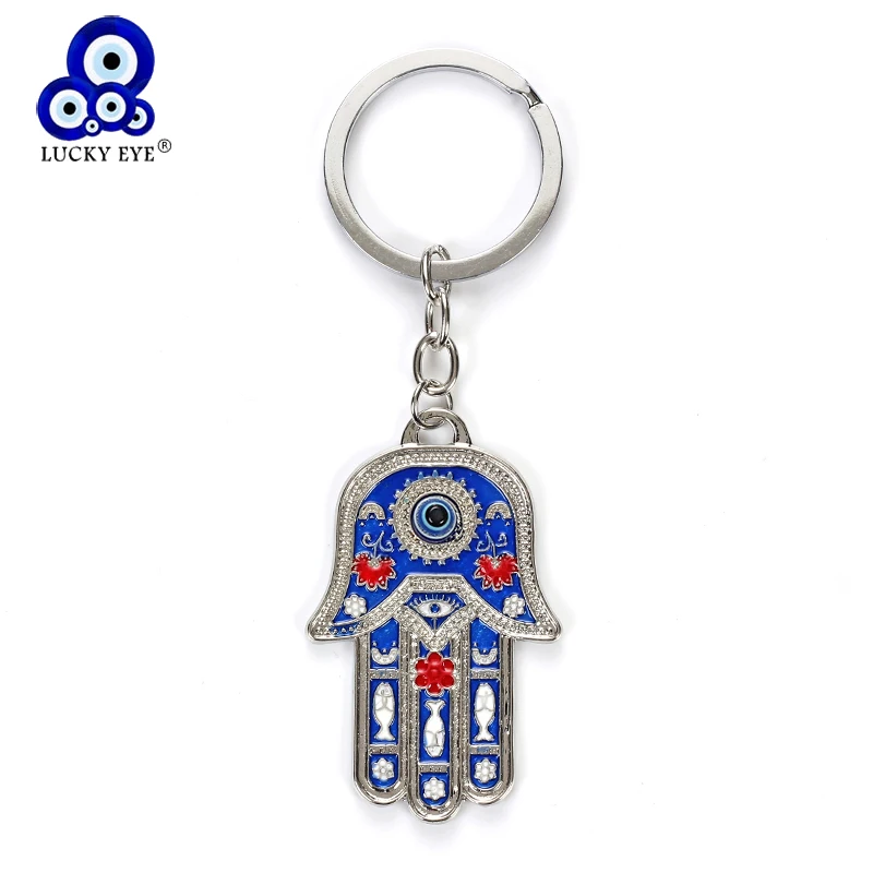 

Lucky Eye Hamsa Hand Key Chain Evil Eye Keychain Oil Drop Fatima Hand Key Chain For Women Men Jewelry EY4926