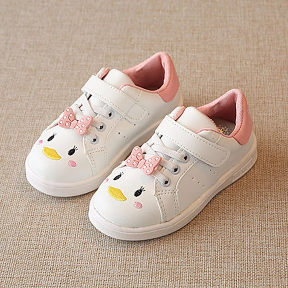 

Shoes Kids Girls Casual Fashion Sport Shoes Solid Cartoon bow-knot Breathable Girls Sneaker Hook & Loop Soft Zapatillas Mujer