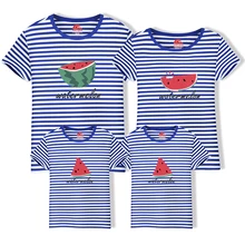 Новинка в винтажном стиле; для всей семьи футболка в полоску в морском стиле летние топы для всей семьи футболка сот ветствующий наряд родителей детская футболка одежда для детей