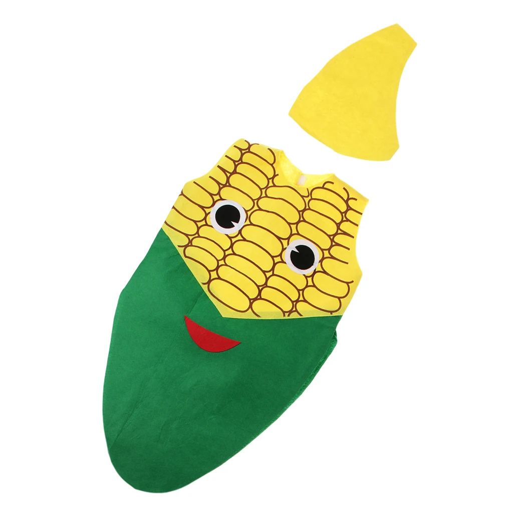 Kids Corn Costume Non-woven Fabric Vegetable Outfit Party Fancy Dress