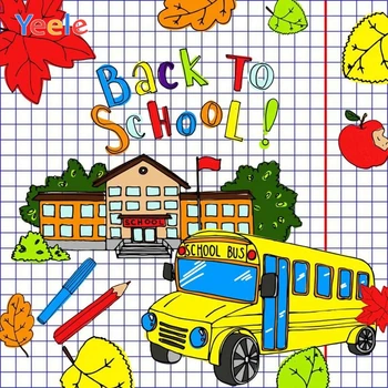 

Yeele Welcome Back To School Bus Maple Leaves Photography Background School Supplies Photographic Backdrop For Photo Studio