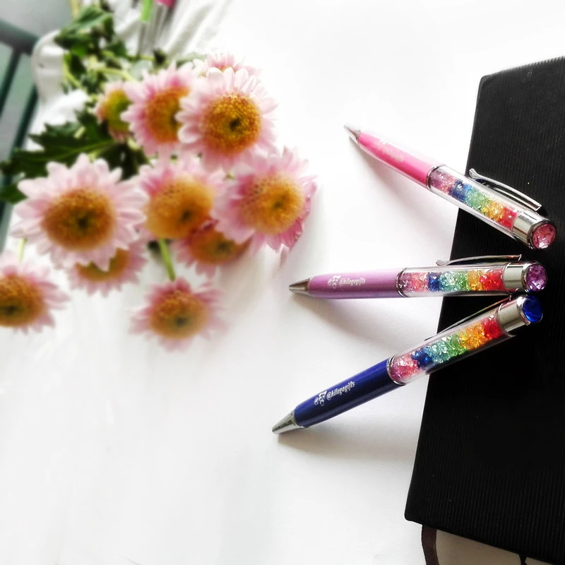 

2018 new roller pen top crystal pencil custom printed with my company logo and text free 20pcs a lot for small business promos