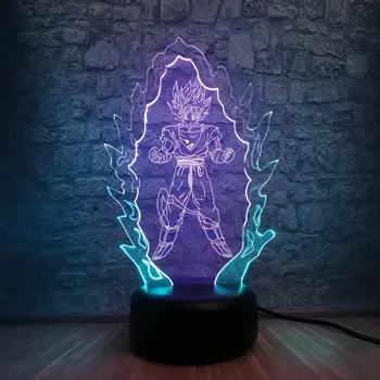

Dual Colored Dragon Ball Z Son Super Goku Action Figures 3D Table Lamp 7 Color Changing USB Touch Child Fans Xmas Birthday Gift