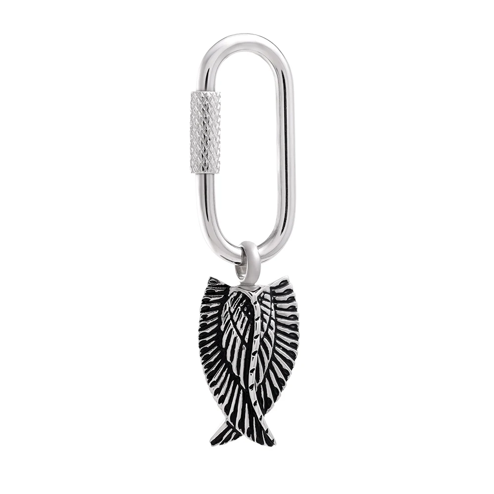 

IJK2081 New arriving oval shape ring for cremation keychain for Men Fish shape Animal design hot selling fashion jewelry keyring