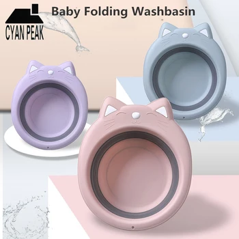 

Baby Portable Foldable Basin Silicone Washbasin Camping Tools Folding Bucket Plastic Basin Children Bathroom Foot Basin