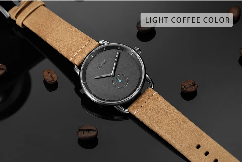 Baogela модные простые часы для Для мужчин ультра тонкий Аналоговый Платье кварцевые мужские наручные часы коричневый ремень из натуральной