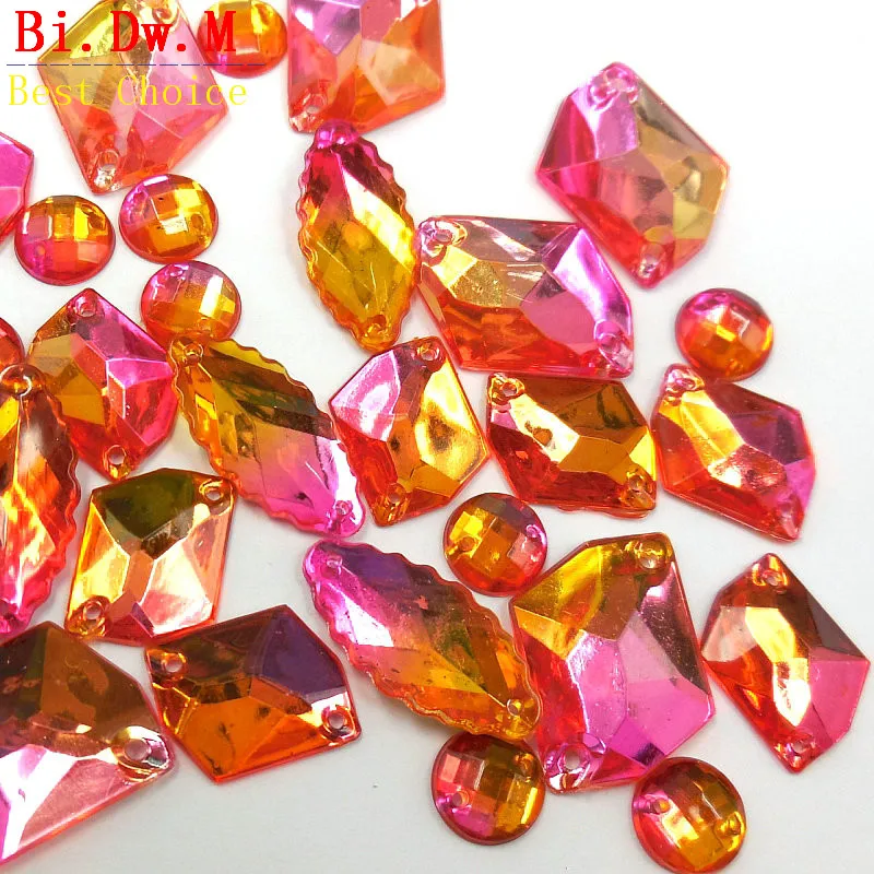 Amazing Hand Sewing Rhinestones Mixed Shape Multicolor Gems Stones and