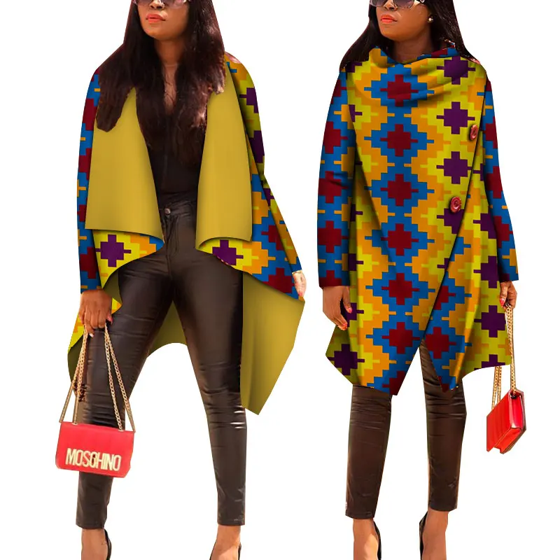 Women African Tops African Print Cotton Casual Coat Women Bazin Riche Trench Coat Lady Traditional African Clothes WY4715 - Цвет: 13