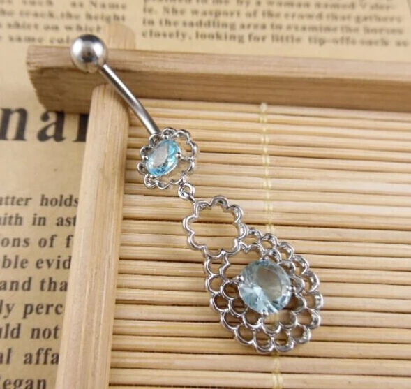 

316L Surgical Steel Newest Rhinestone Bow Dangle Navel Belly Bar Button Ring Body Piercing ring