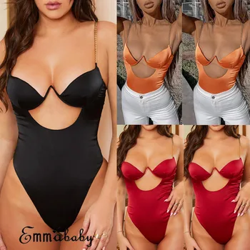 

Womens Sleeveless Tops Bodysuit Jumper Bodycon Bandage Jumpsuit Romper Clubwear