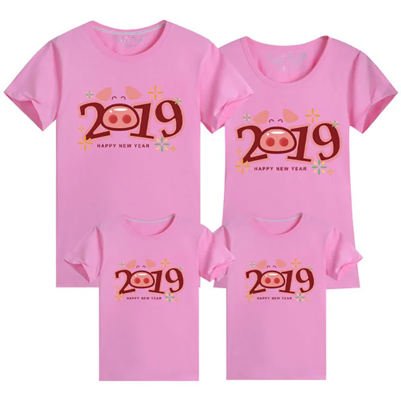 

2019 Summer Family Mother Daughter T-shirt Cartoon Animals And Father Son Baby Boy Girl Matching Family Outfits Clothes