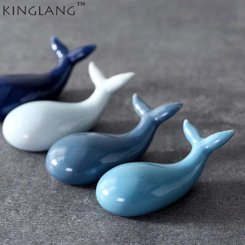 

4 PC Ceramic Whale Hotel Restaurant Pendulum Tableware Personality Chopstick Rest Sea Blue Color