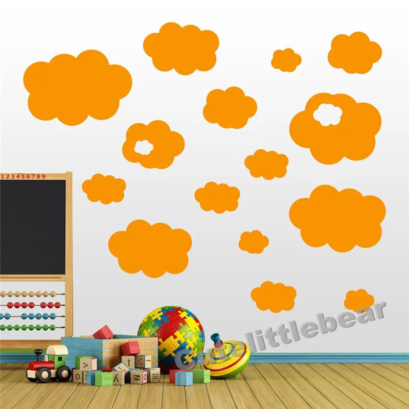 17 مجموعة الغيوم ملصقات الحائط الحضانة غرفة الاطفال صائق الفن للأطفال غرفة للإزالة ورق الحائط