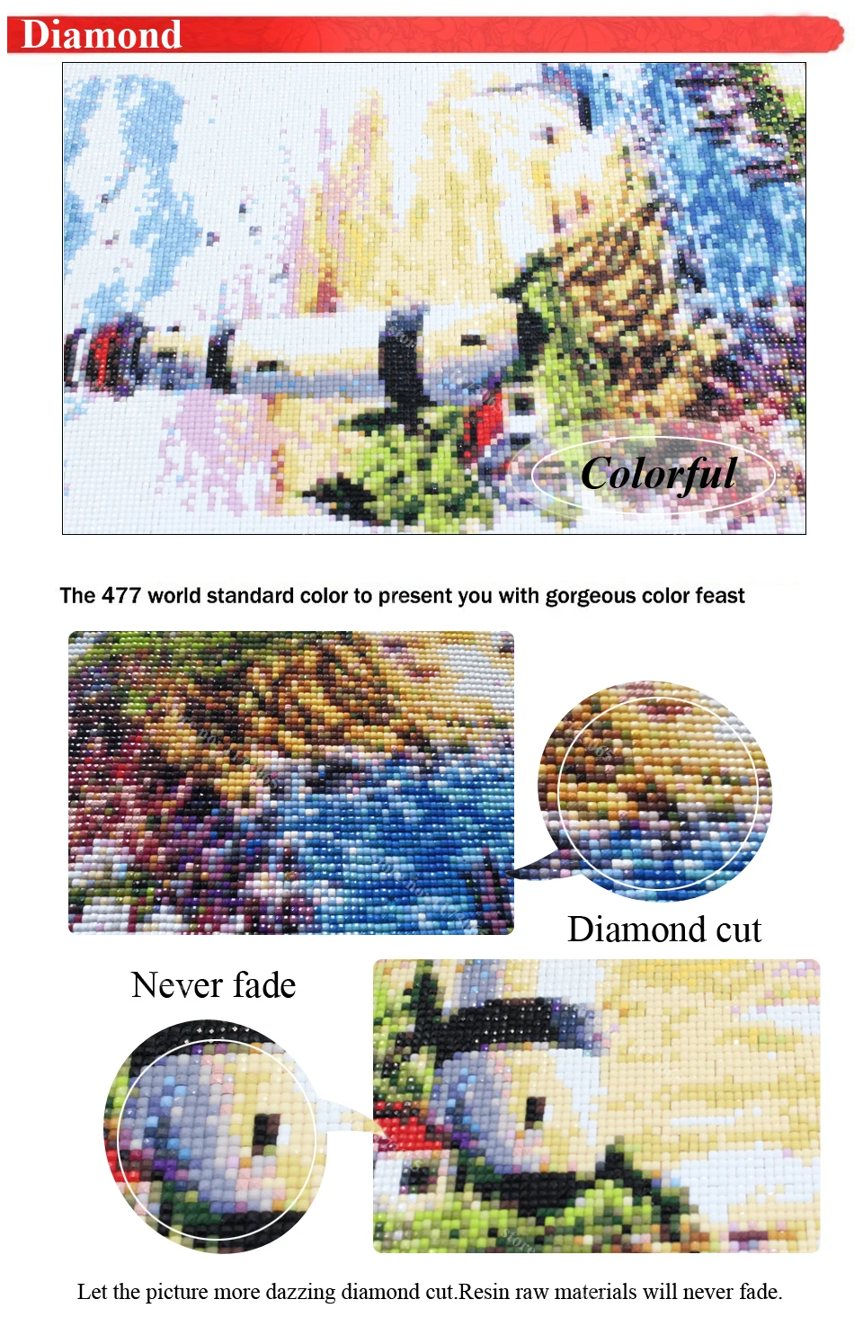 2000pcs Full square Diamond Mosaicd for Diamond Painting DIY  Embroidery dmc 310  Cross Stitch 3D Decoration beads crafts needle craft