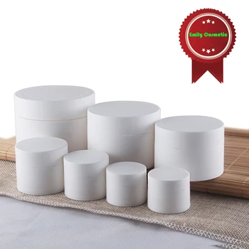 

50pcs 10g Plastic Jars Frosted White PP Cream Packaging Empty Cosmetic Jar Pots Small Sample Tin Box Travel Container with Lids