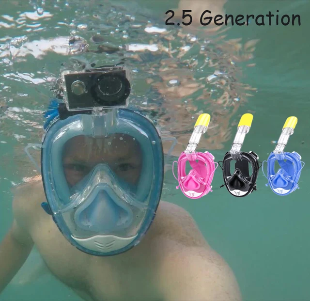 2.5 Generation upgraded SOFT NOSE Diving Mask Full Face Scuba Mask One piece Gasbag Anti fog