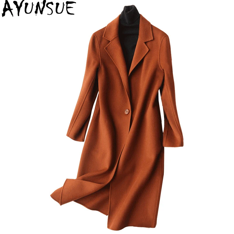 AYUNSUE 2018 Winter Coat Women 80% Wool Coat Female Autumn Double Woolen Jackets Long Jacket Outwear manteau femme hiver WYQ1130
