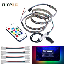 Dream Color LED TV Backlight WS2812B, Addressable Pixel Strip IC Control RGB Chasing Lighting with USB 5V Controller and Remote