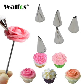 

5 Pcs Rose Petal Metal Cream Tips Cake Decorating Tools Steel Icing Piping Nozzles Set Cake Cream Decorating Cupcake Pastry Tool