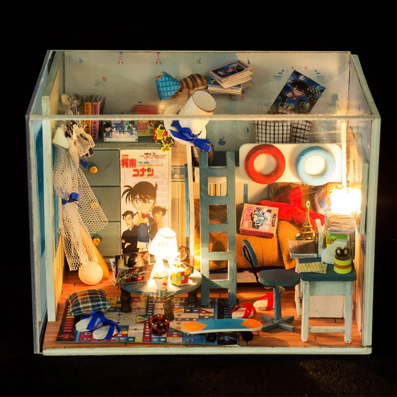 

DIY Doll House Miniature With Furniture Detective Conan Dollhouse 3D Wooden Handmade Model Toys Gift For Children Q004 #E