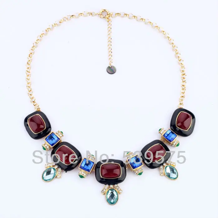 

Colorful Rhinestone Chunky Vintage Red Chokers Necklace