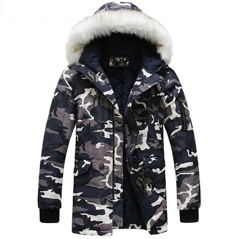 

Men Camouflage Warm Thick Jacket Fashion Brand Winter Male Casual Parkas Jacket Coat Men Military Overcoat
