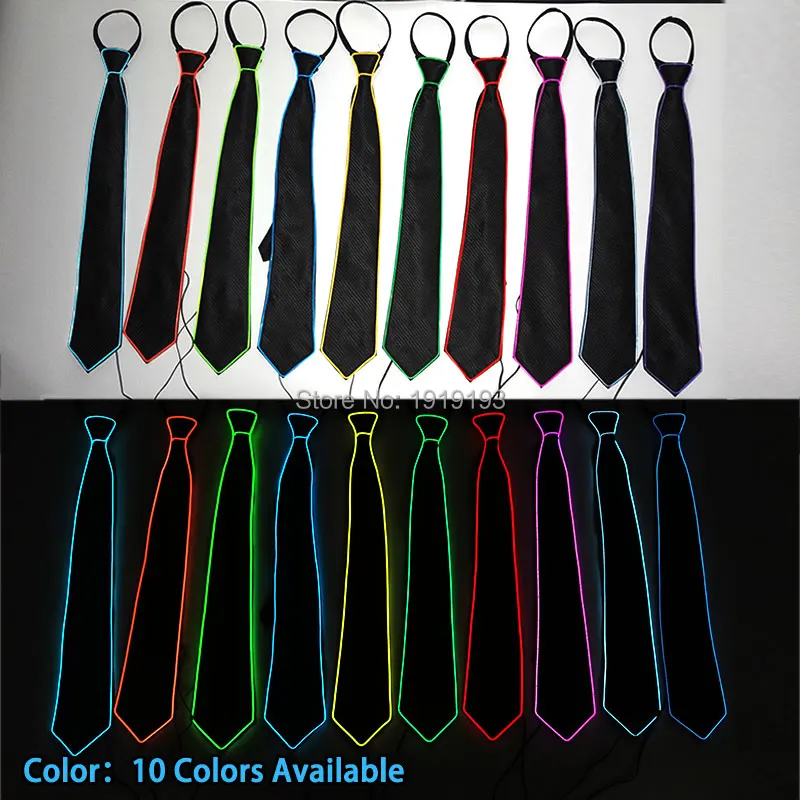Вид звук активный мигающий свет EL Wire неоновый светящийся галстук с Ziper 10 цветов выбор праздничное освещение электро-галстук для фестиваля