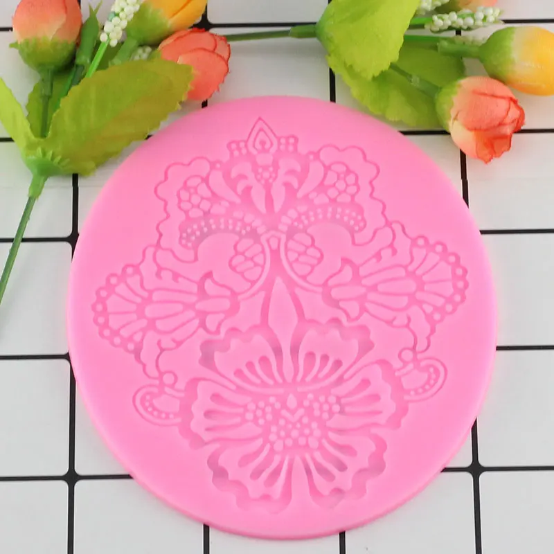 

Flower Pattern Silicone Mat Fondant Cake Lace Embossed Cake Mold Sugar Lace Mat Cake Decorating Tool Embossing Sguar lace pad
