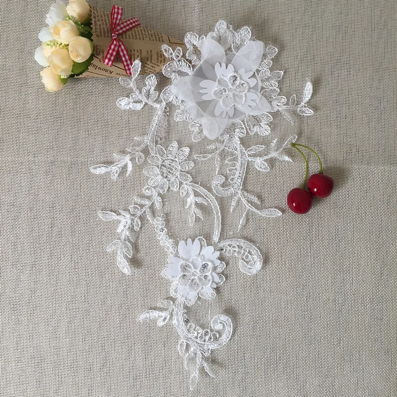 

Handicraft Floral Embroidery Patches Lace Applique Collar Wedding Dress Accessories Fabric 10 Mirror(20 pcs) TT323